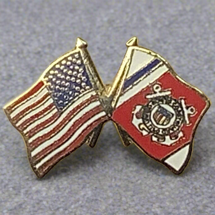 US Coast Guard Dual Flags Lapel Pin (Small) 2025
