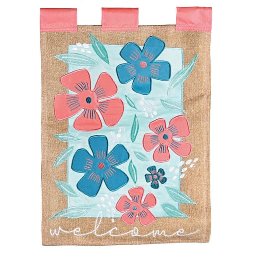 Tan Welcome Flowers Garden Flag