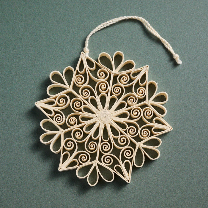 Cream Snowflake Quilled Paper Ornament