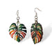 Monstera Leaf Wood Earrings