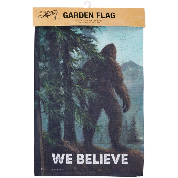 We Believe in Bigfoot Garden Flag