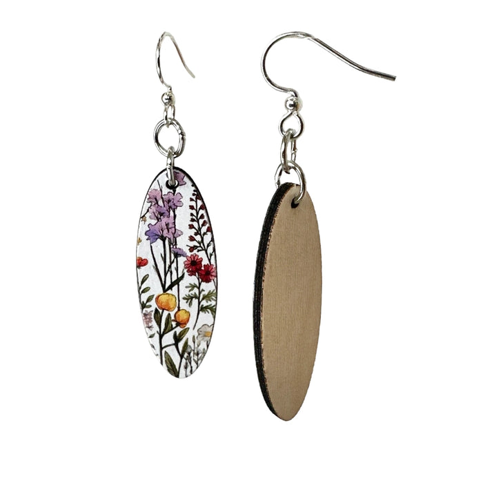 California Wild Flowers Wood Earrings