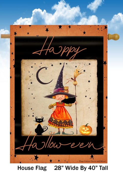 Happy Halloween Girl Banner Flag