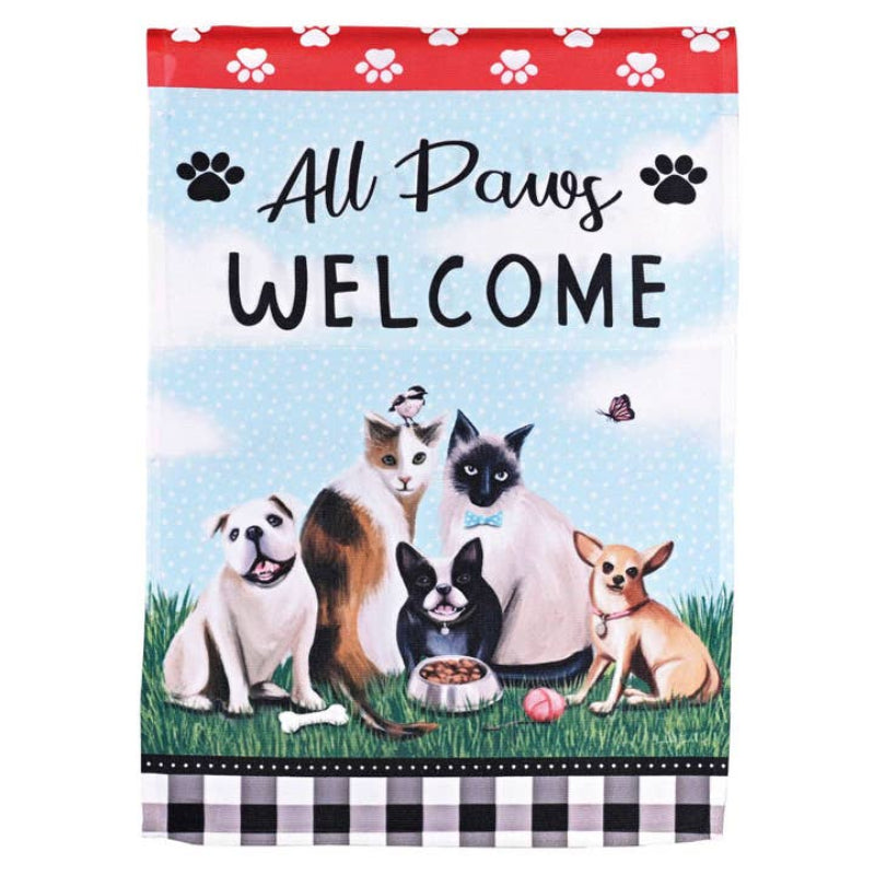 All Paws Welcome Garden Flag
