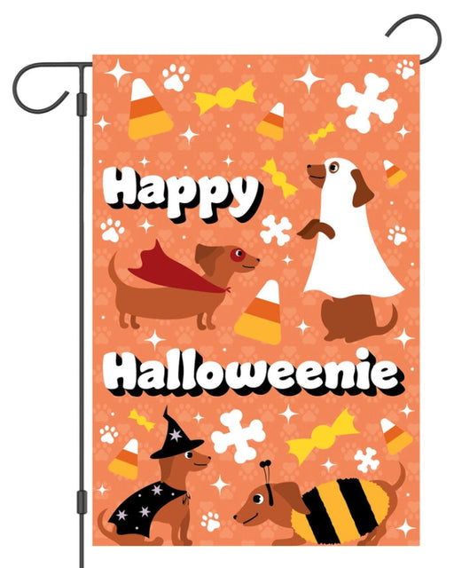 Happy Halloweenie Garden Flag