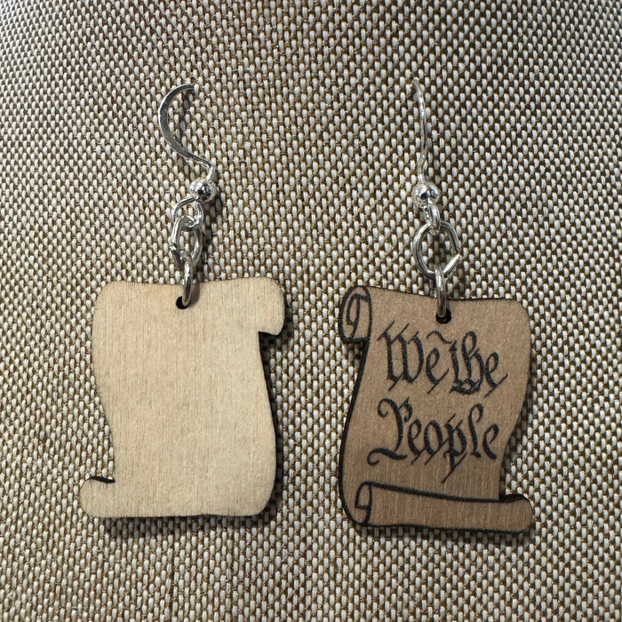 We the People Wood Earrings