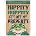 Off My Property Frog Applique Garden Flag