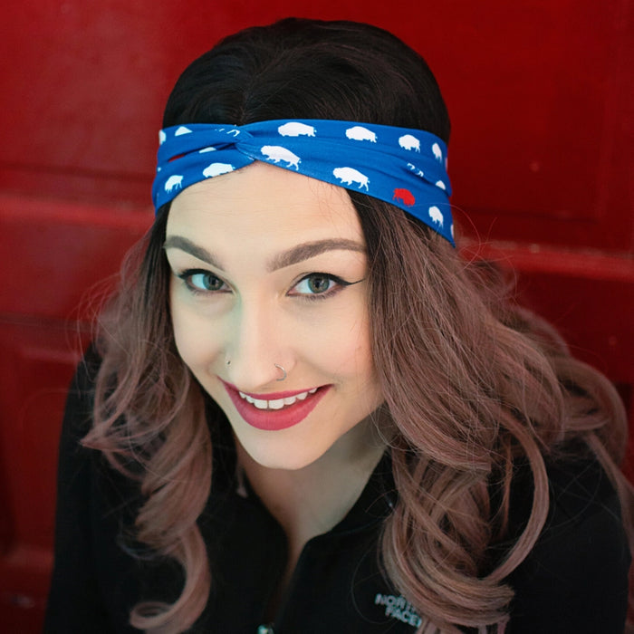 Blue and Red Buffalo Adult Headband
