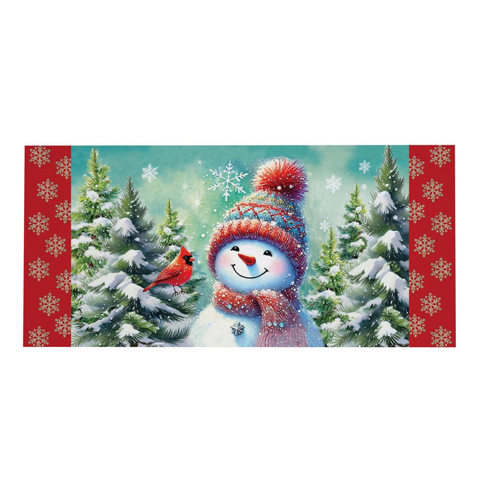 Snowman With Cardinal Friend Sassafras Mini Switch Doormat Insert