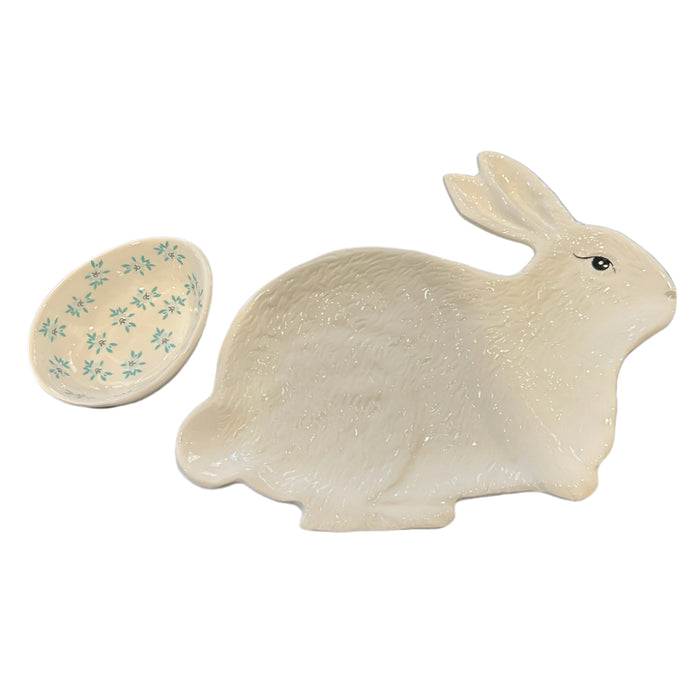 12.5" White Rabbit Chip and Dip Serving Platter