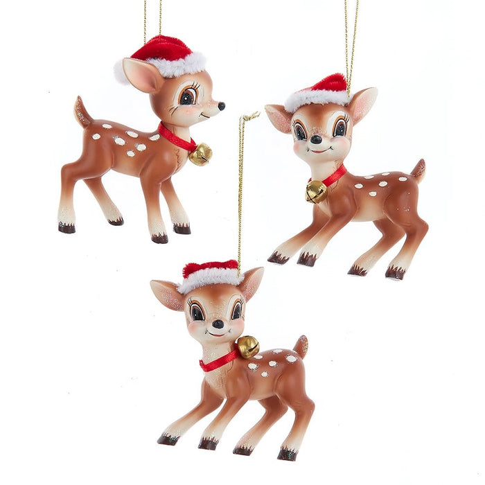 Deer w/ Santa Hat Resin Ornament - Assorted Styles
