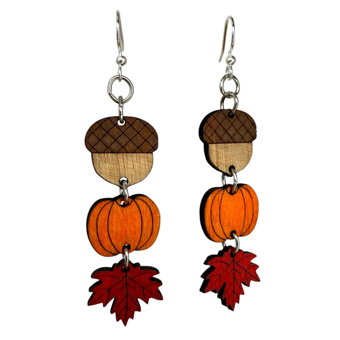 Fall Classic Dangle Wood Earrings