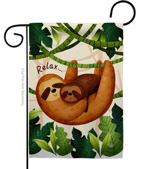 Relaxing Sloths Garden Flag