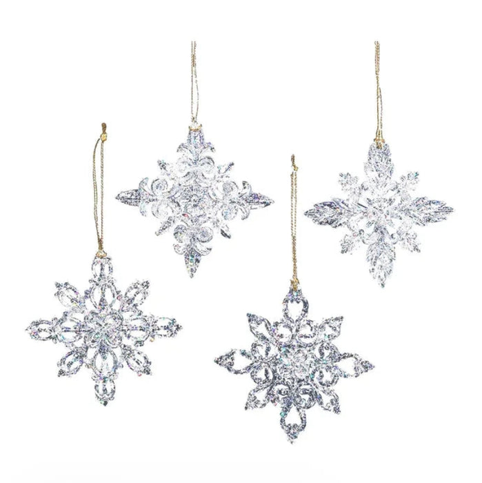 Clear Glittery Acrylic Snowflake Ornament - Assorted Styles