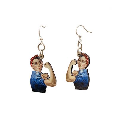 Rosie the Riveter Wood Earrings