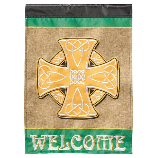 Welcome Celtic Cross Garden Flag