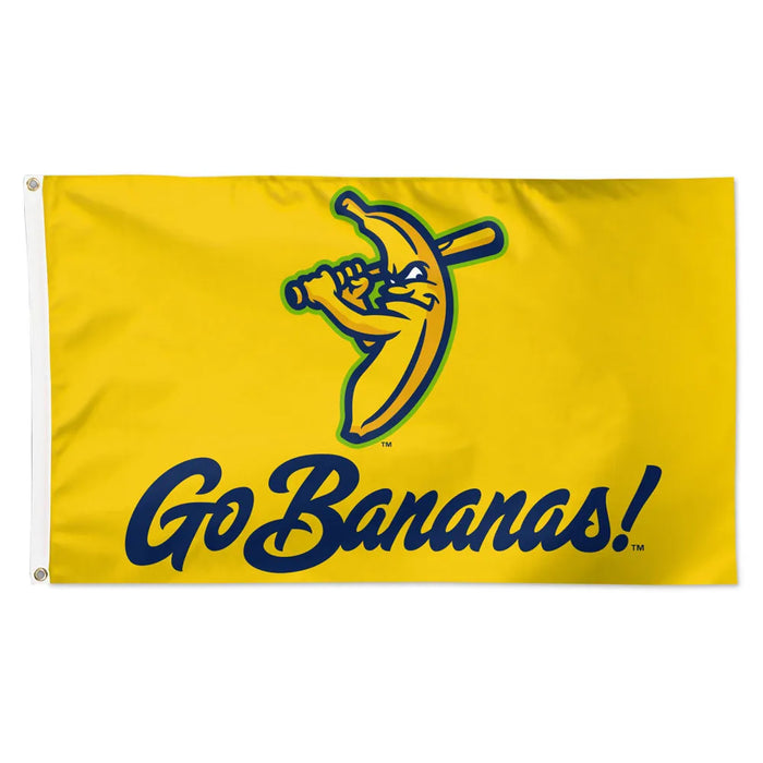 Yellow flag with the Savannah Bananas character logo and 'Go Bananas!' text