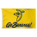 Yellow flag with the Savannah Bananas character logo and 'Go Bananas!' text
