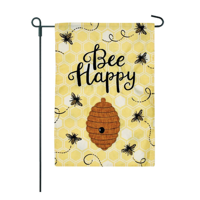 Bee Happy Honeycomb Burlap Garden Flag