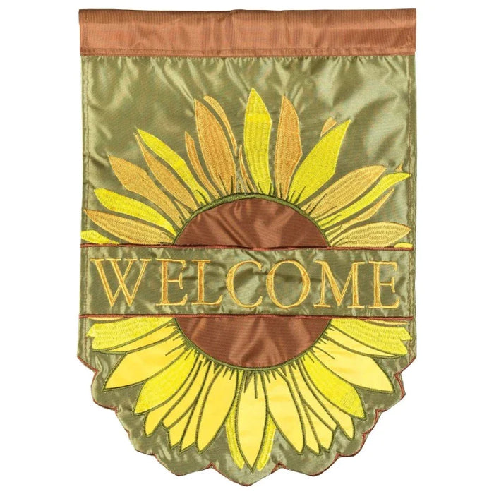 Welcome Sunflower Applique Banner Flag