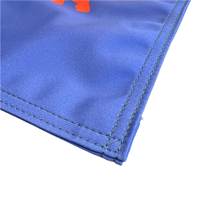 Blue garden flag with an red buffalo in the center of the flag