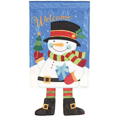 Snowman Welcome Crazy Legs Garden Flag