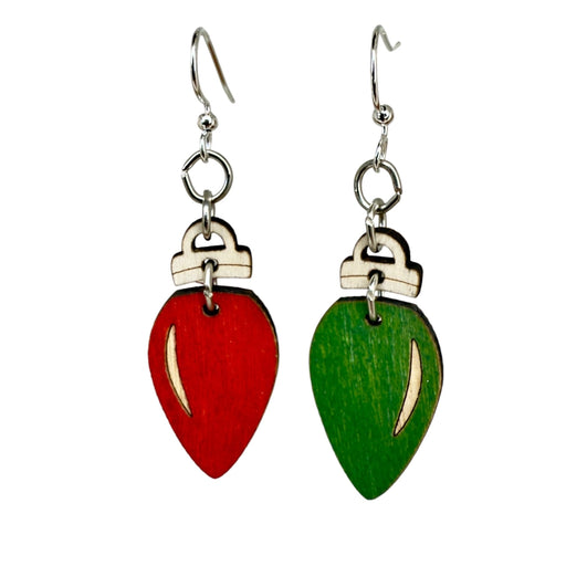 Christmas Light Bulbs Wood Earrings