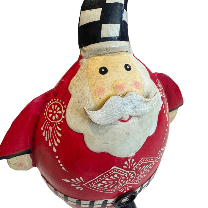 Metal Checkered Santa Small Figurine