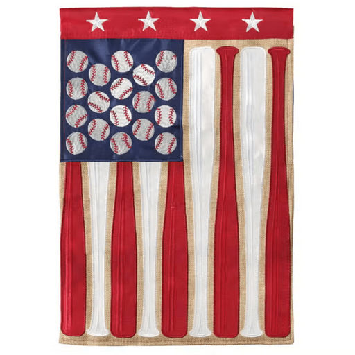 Americana Baseball Bats Applique Garden Flag