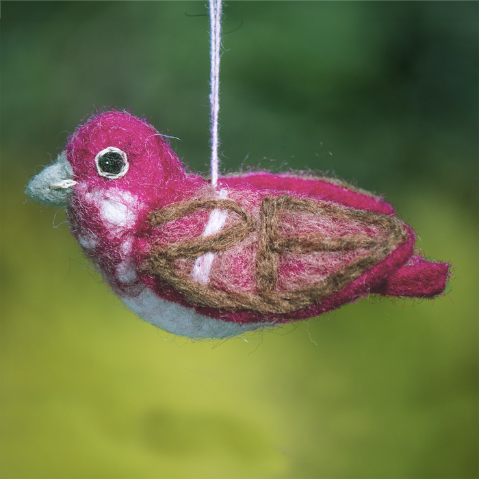 Purple Finch Wild Woolies Bird Ornament