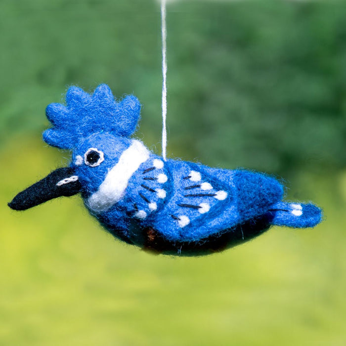 Belted Kingfisher Wild Woolies Bird Ornament