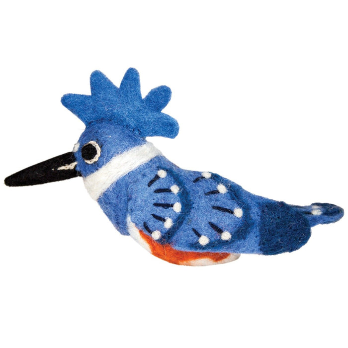 Belted Kingfisher Wild Woolies Bird Ornament