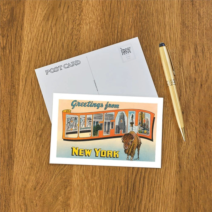 Buffalo New York Greetings Scroll Postcard