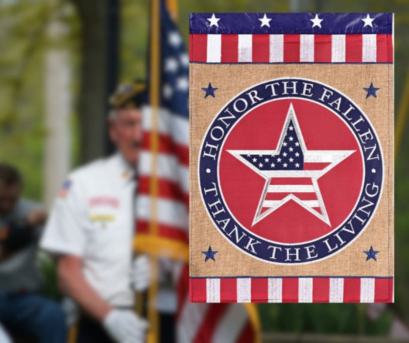 Patriotic Honor the Fallen Applique Garden Flag