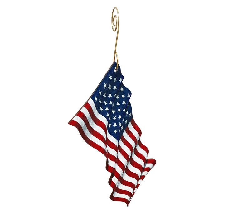 American Flag Wood Ornament