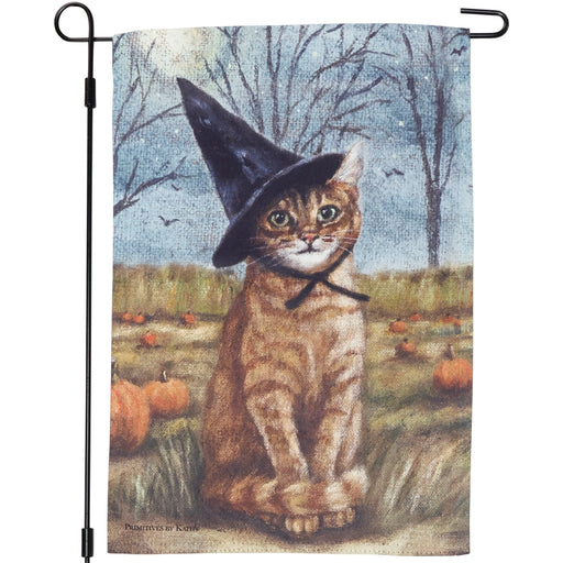 Witch Cat in Patch Garden Flag