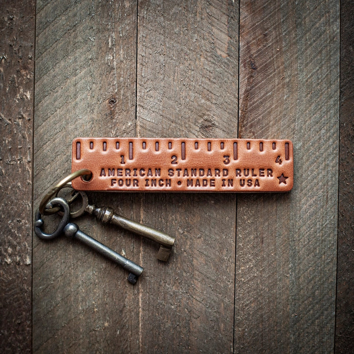Pocket Ruler Leather Keychain - Made in USA
