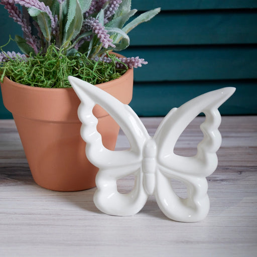White Butterfly Stoneware Figurine