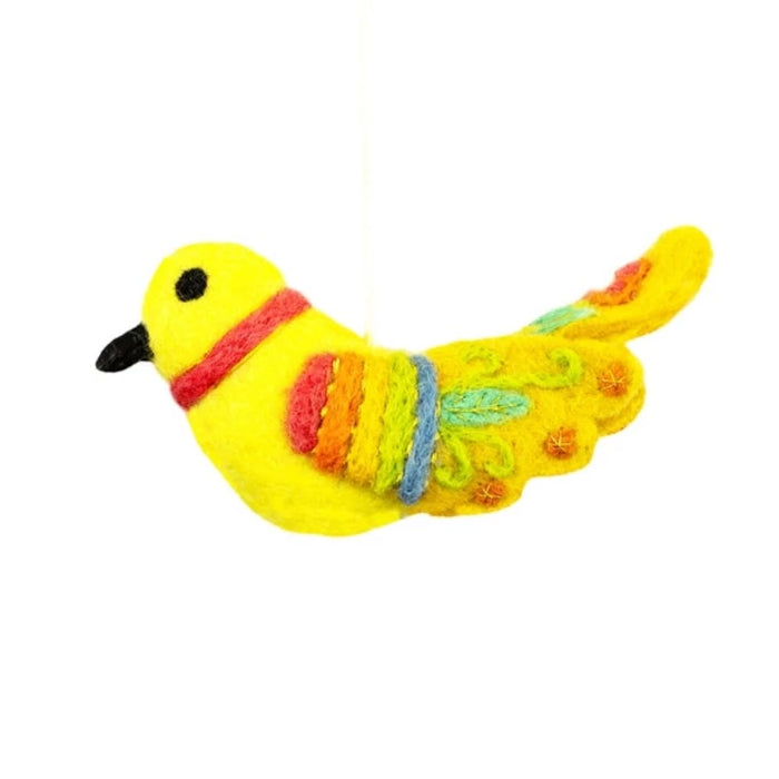 Yellow Bella Bird Wild Woolies Ornament