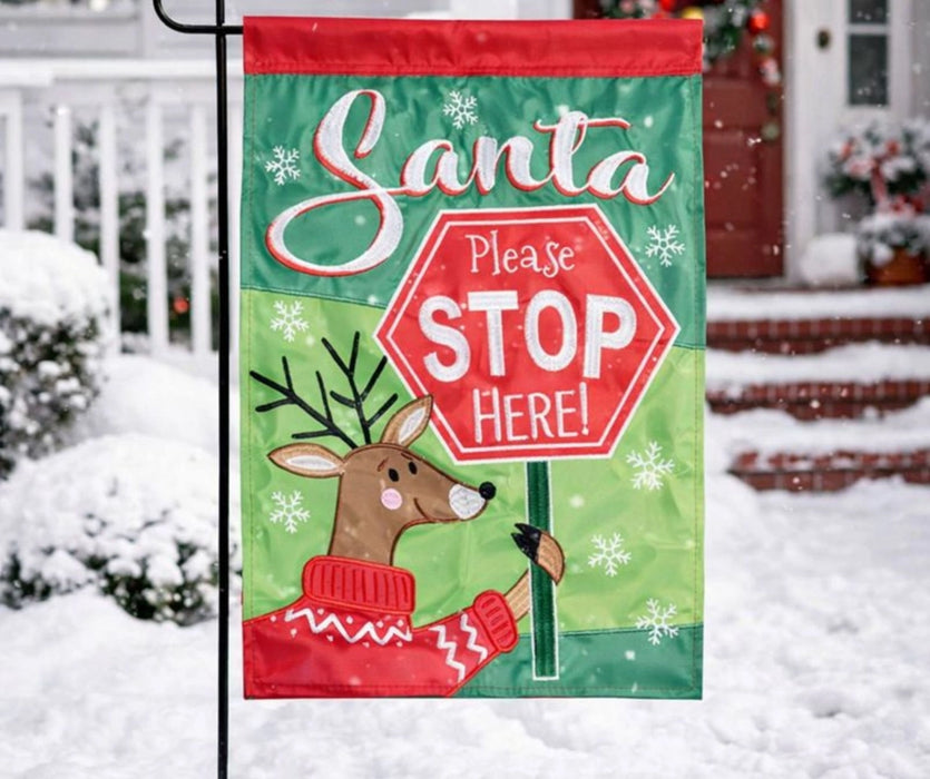 Santa Please Stop Here Garden Flag