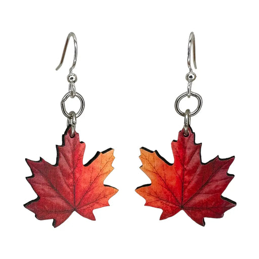 Maple Leaf Wood Earrings