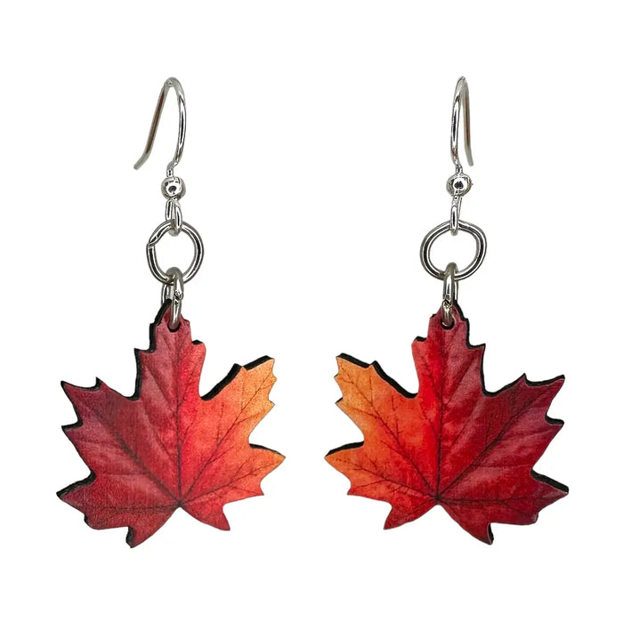 Maple Leaf Wood Earrings