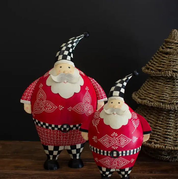 Metal Checkered Santa Figurines - 2 sizes sold separately