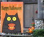 Happy Black Cat Halloween Garden Flag