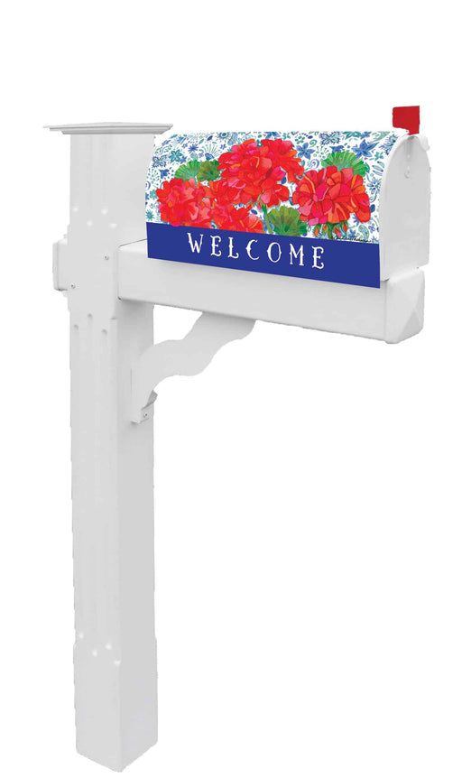 Geraniums Welcome Mailbox Cover