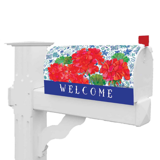 Geraniums Welcome Mailbox Cover