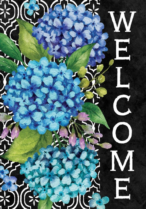 Hydrangeas on Black Garden Flag
