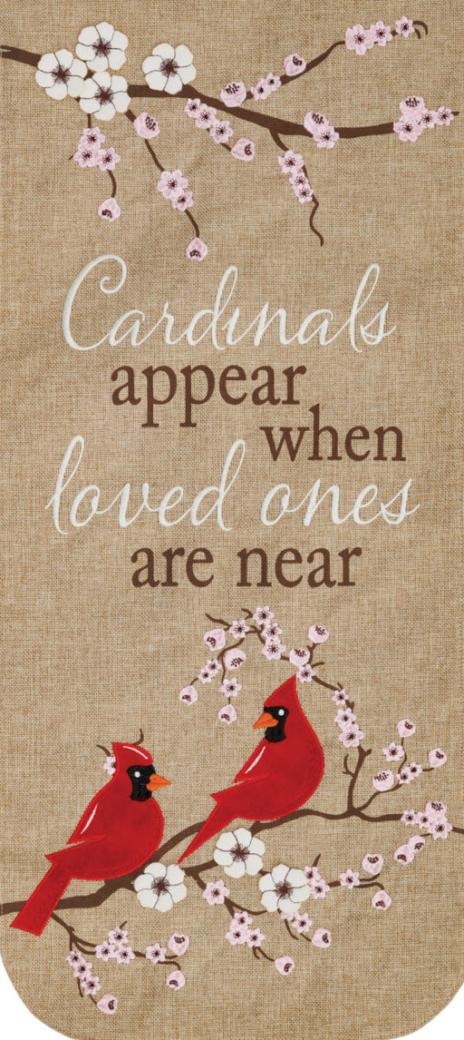 Cardinals Appear Burlap Applique Long XL Garden Flag