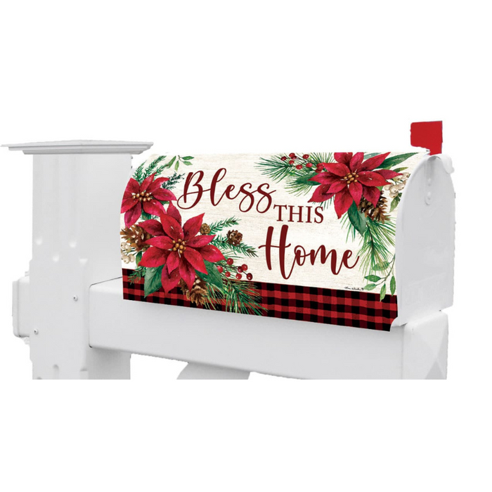 Bless this Home Poinsettia Mailbox Cover