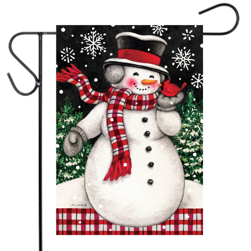 Snowman & Cardinal Garden Flag